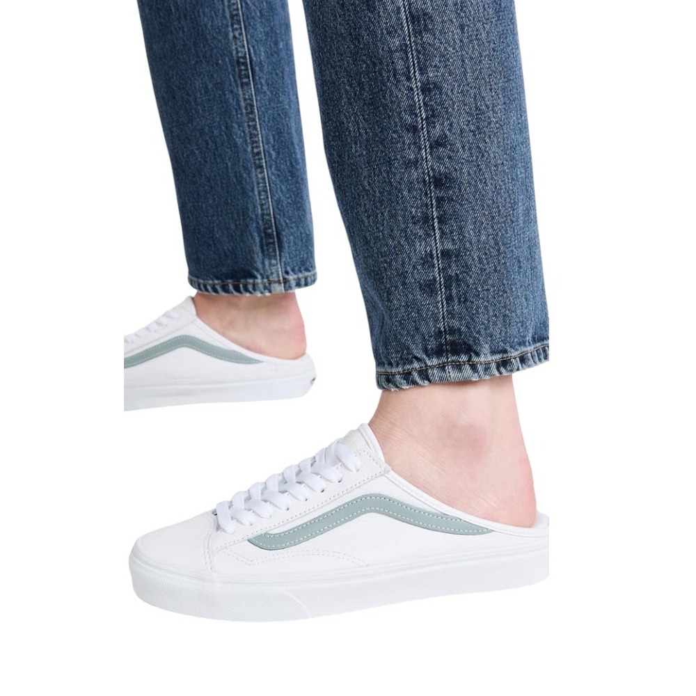 Vans Style 36 Leather White Green Milieu Contemporary Casual Stylish Mules W 6.5